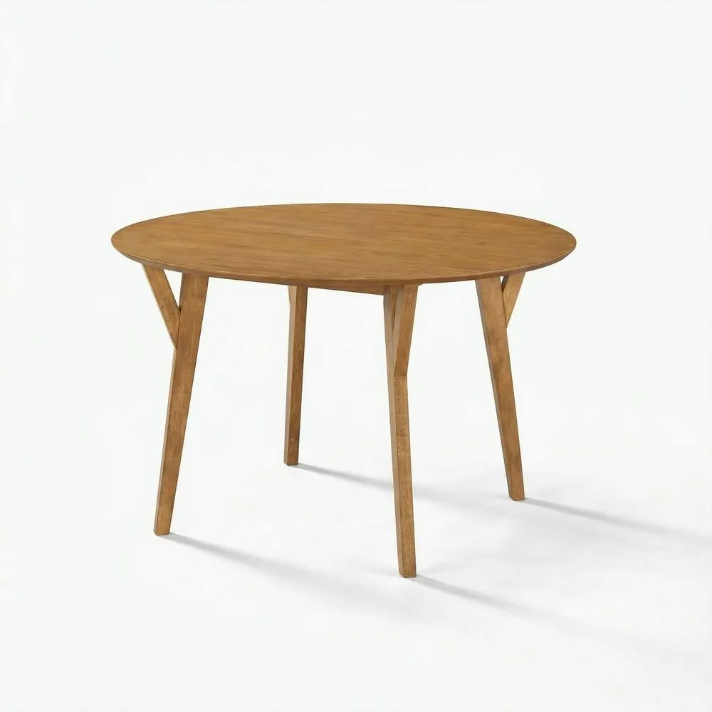 FurnitureboxUK Lynton Walnut Effect Round Wood Dining Table 4 Tan Delta Chairs in Brown 3
