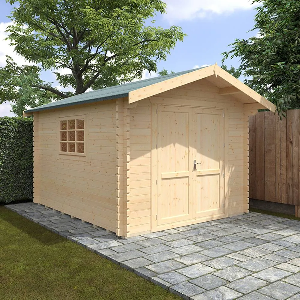 Buttercup Farm 12x10w Marlborough Plus 44mm Cabin - L355 x W295 x H261.6 cm in Natural 2