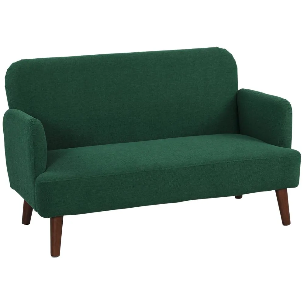 HOMCOM 2 Seater Sofa with 21cm Thick Padding & Wood Legs, Dark Green 2