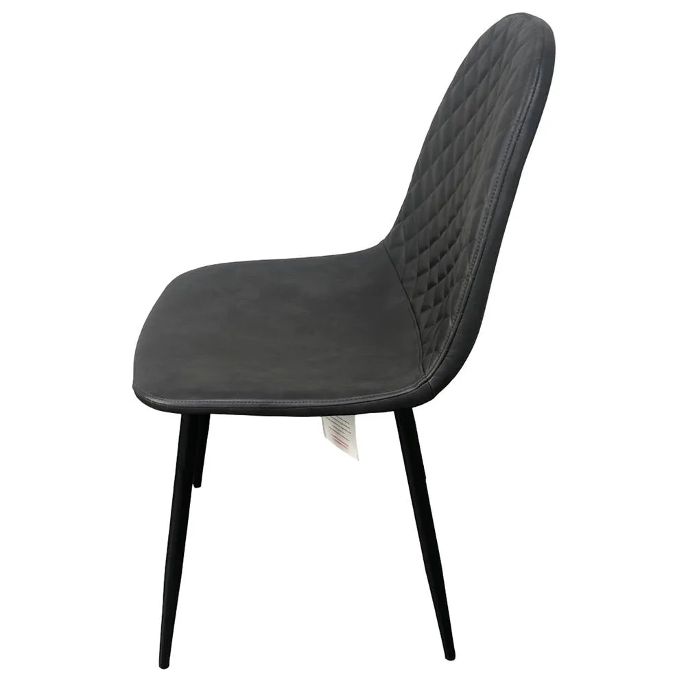 IH Design Corona Leather Steel Legs Dining Chairs (Set of 4) in Grey 6