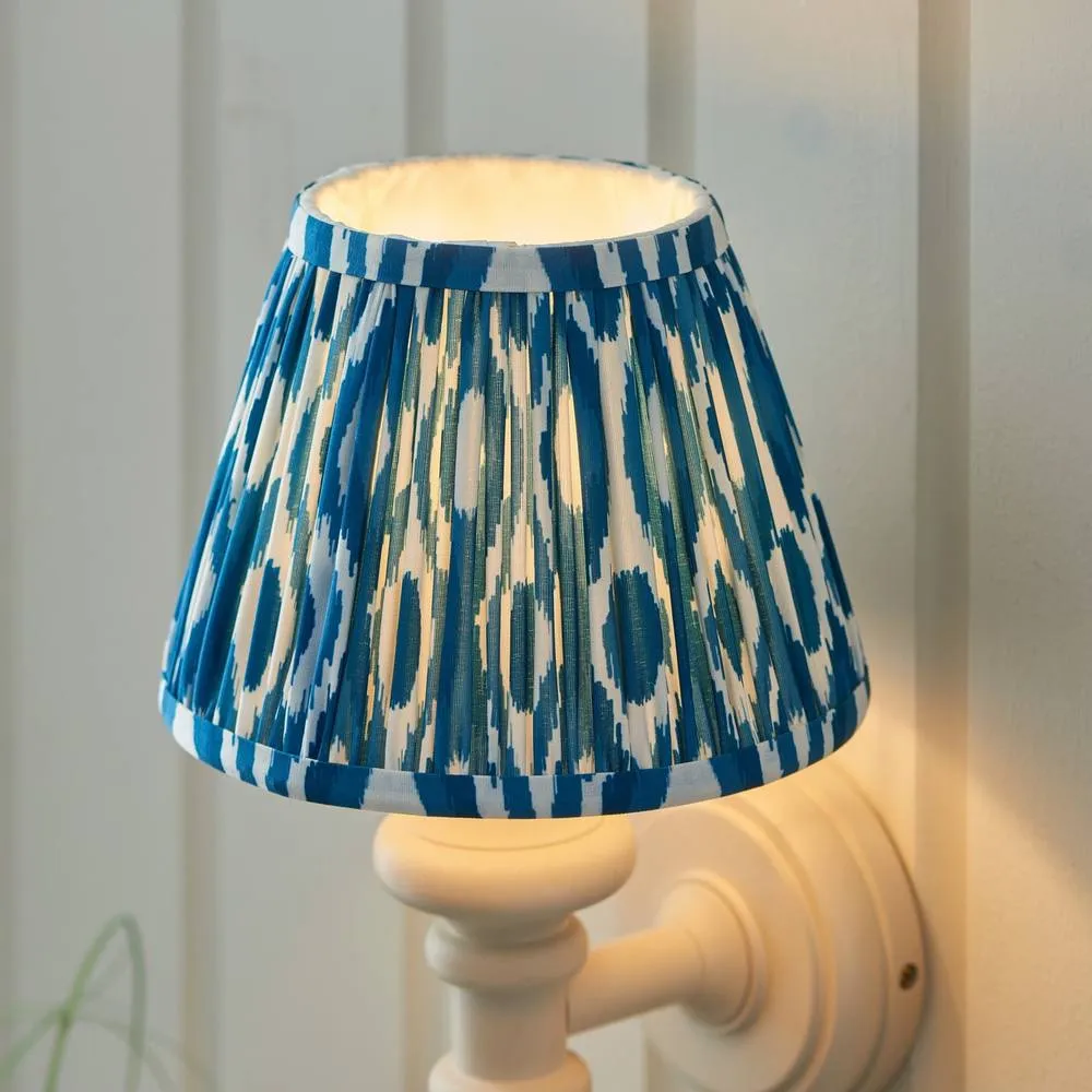 Netlighting Carnaby Almond White Wall Light Blue Fabric Ikat Shade 20cm B22 4