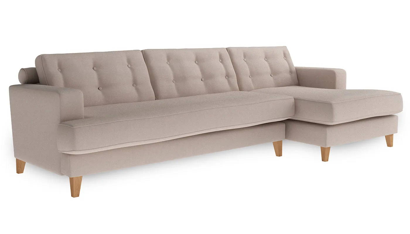 Heal's Mistral Right Hand Facing Corner Sofa Linen Hessian Natural Feet