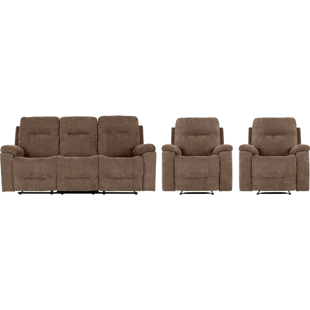 Seconique Guildford 3+1+1 Recliner Suite - Antelope Brown Fabric 3