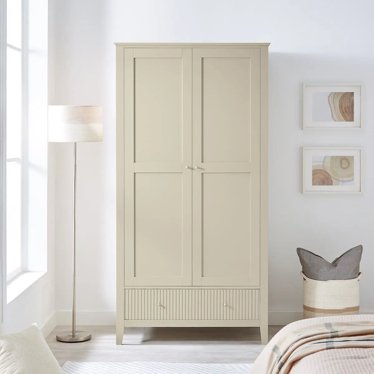 Melody Maison Double Wardrobe, Chest Of Drawers & Pair Of Bedside Tables - Hales Taupe Range in Beige 3