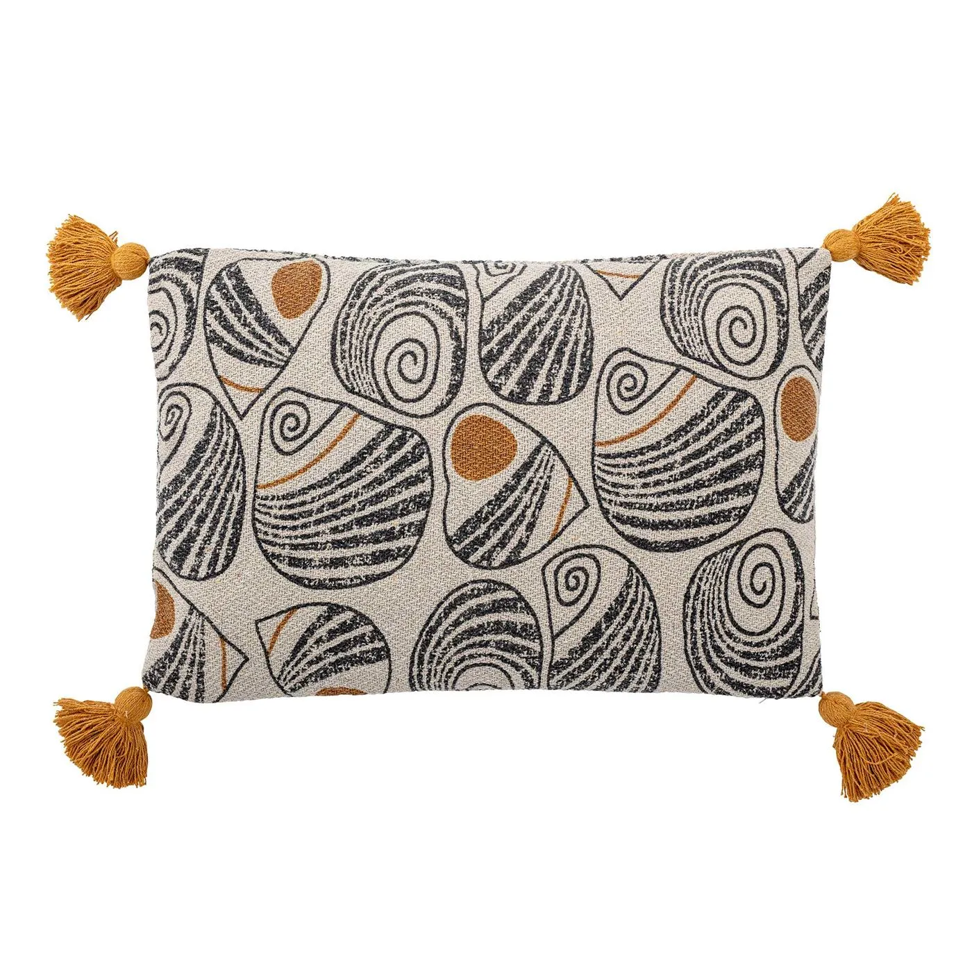 Ochre Swirl and Tassle Cushion