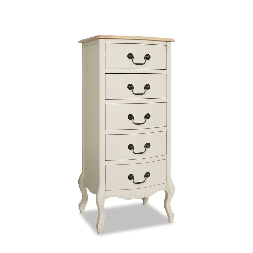 Statement Furniture Juliette Vintage Chic 5 Drawer Tallboy in Ivory 5