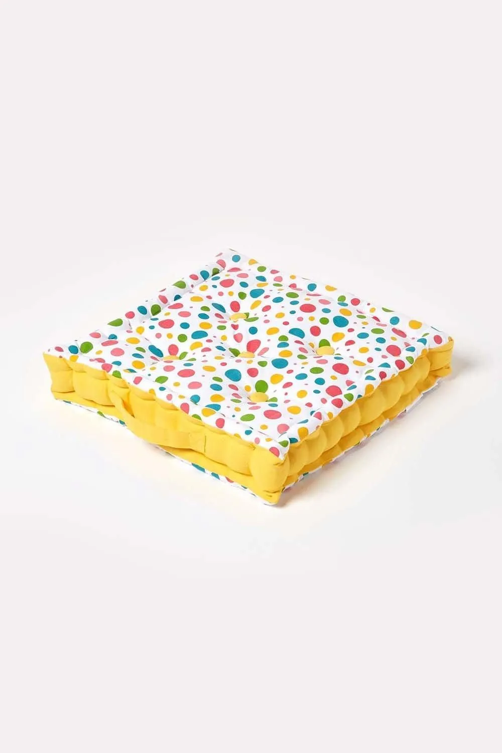 Homescapes Cotton Multi Coloured Polka Dot Floor Cushion