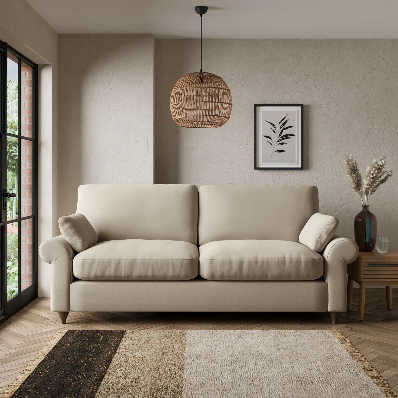 Salisbury Luxury Velvet 3 Seater Sofa Luxury Velvet Natural