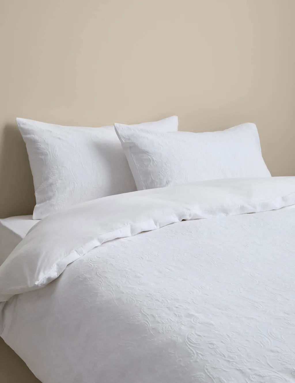 M&S Pure Cotton Spring Floral Bedding Set White