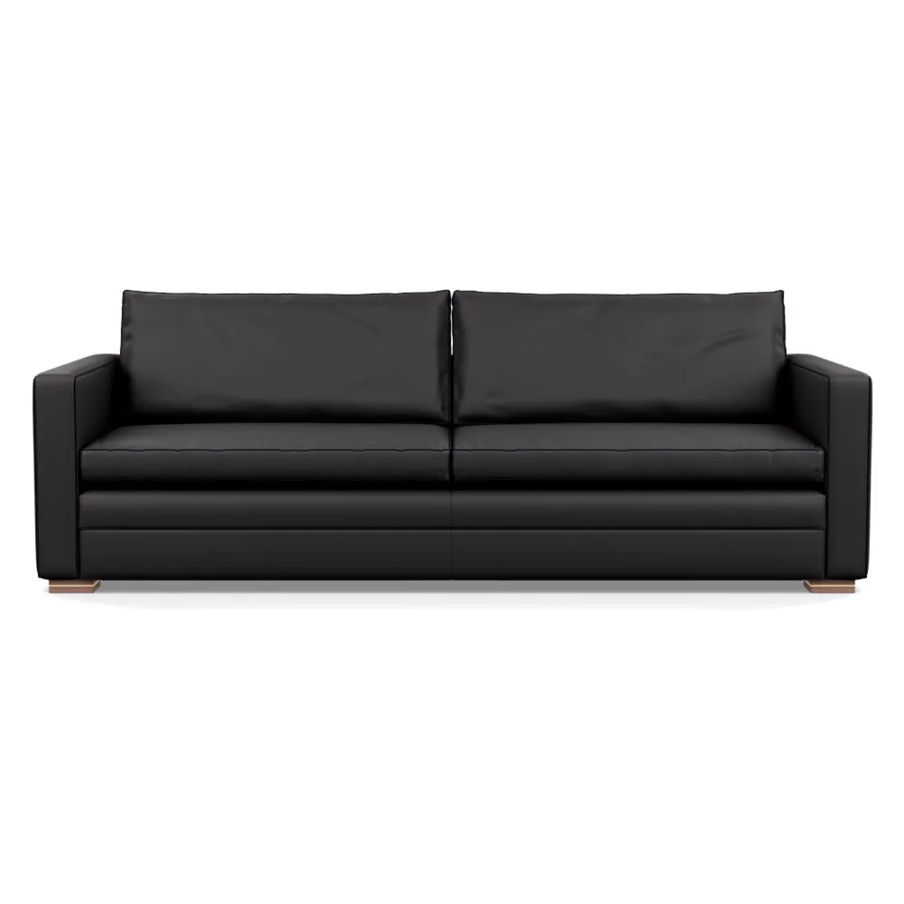 Heal's Palermo 5 Seater Sofa Leather Grain Graphite 063 Brass and Walnut Feet 1