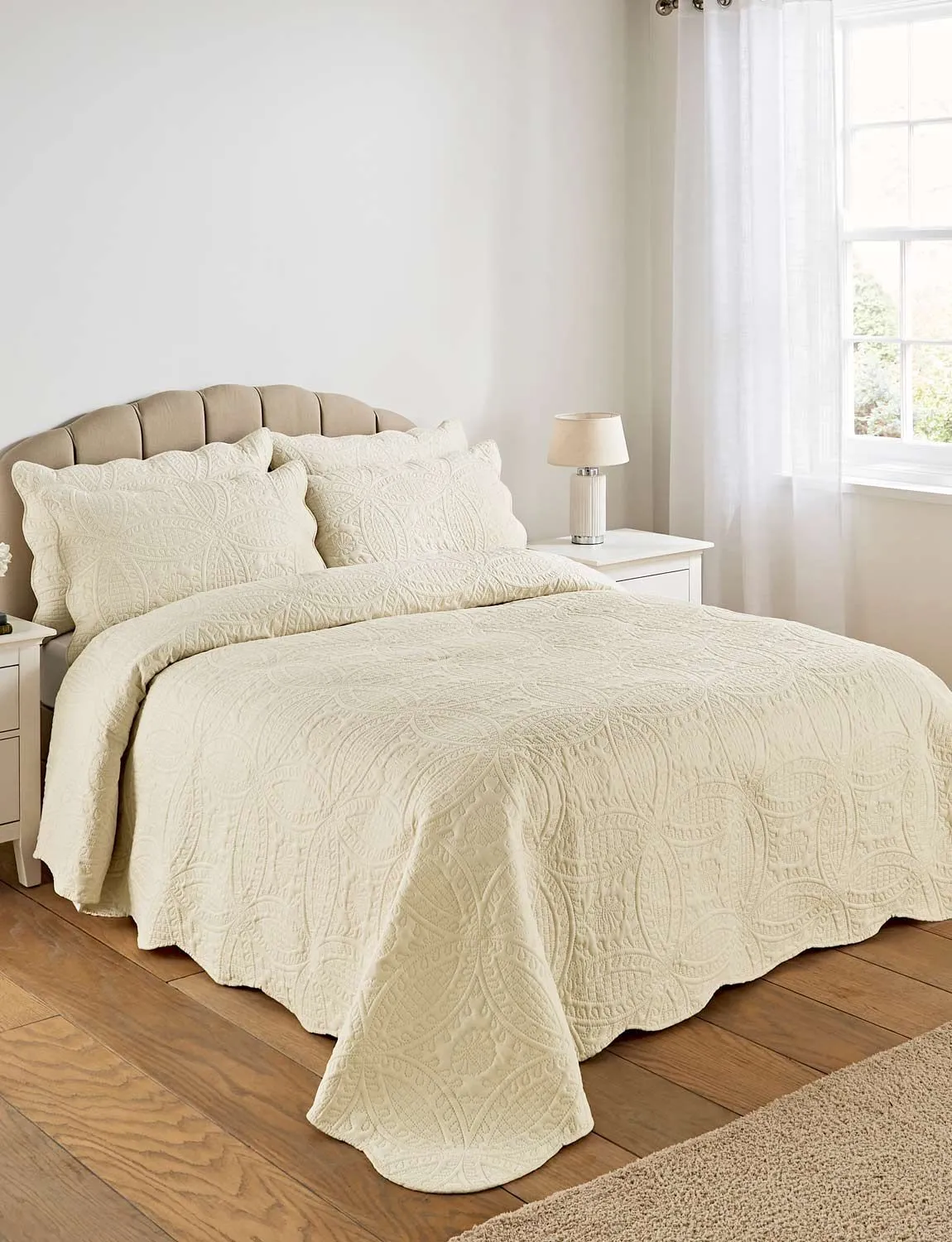 Chums Olivia Quilted Bedspread Set Includes FREE Quilted Pillowsham(s) in Ecru