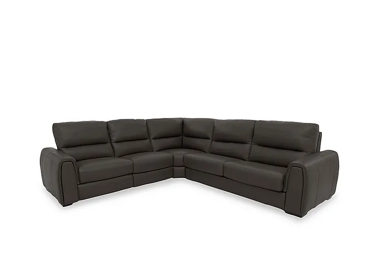 Flex Leather Large Power Recliner Corner Sofa with Storage Arms - Dark Chocolate