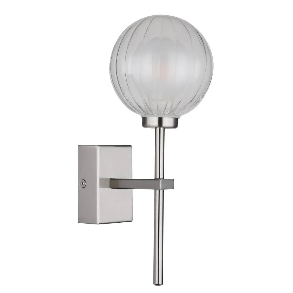 Netlighting Ander Globe Wall Lights Nickel Matt IP44 Ball Clear Glass Shade 1x G9 in Grey 2