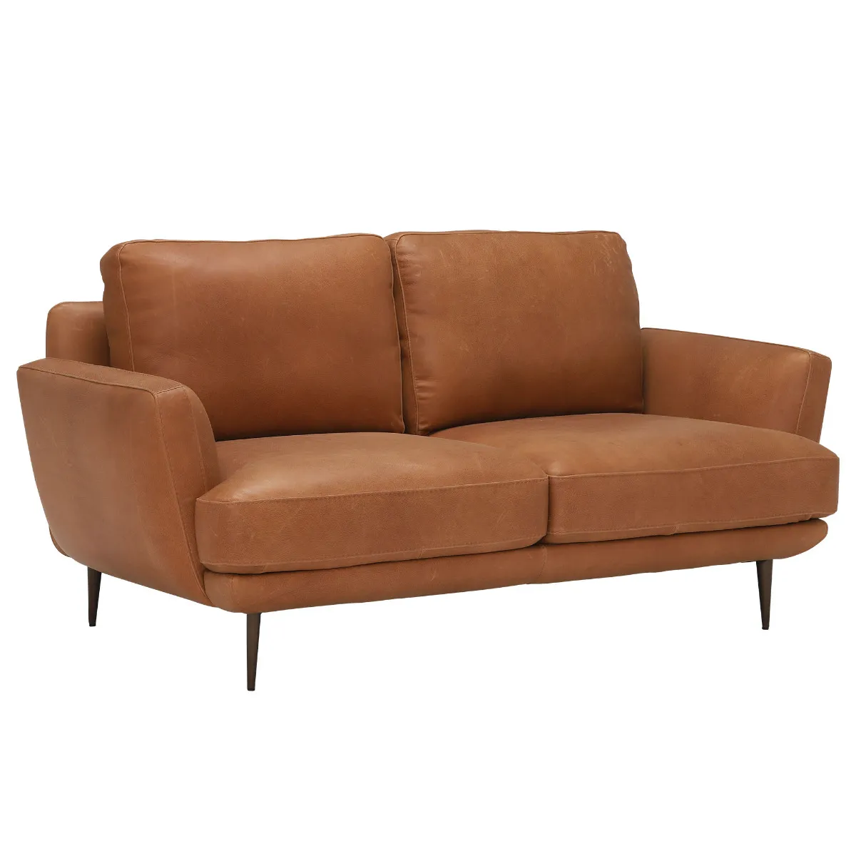 Pax Leather Love Seat, Alabama Cognac