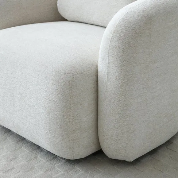 Max Natural Soft Chenille Curved Swivel Accent Chair 3