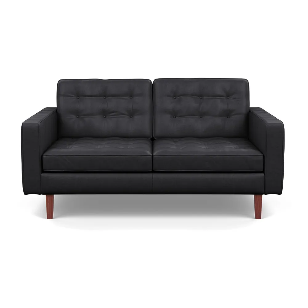 Heal's Hepburn 2 Seater Liena Leather Black 622 Walnut 1