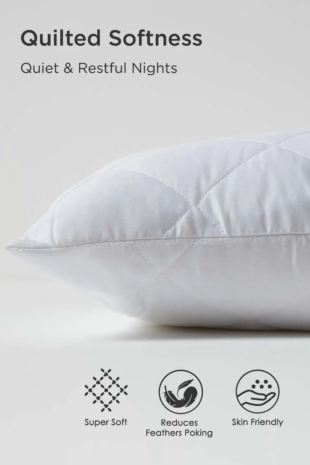 Homescapes Cotton Rich Quilted Pillow Protectors 65 x 65 cm, Pack of 4 in White 4