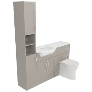 Deccado Padworth Soft Suede Left Hand 1500mm Fitted Tower, Vanity & Toilet Pan Unit Combination with Left Hand Basin 2