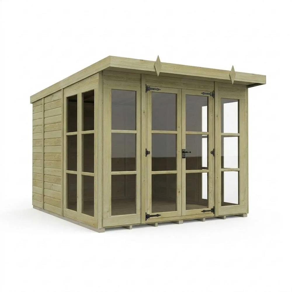 Buttercup Farm 8ft x 9ft Georgian Pent Summer House - Pressure Treated Timber in Brown
