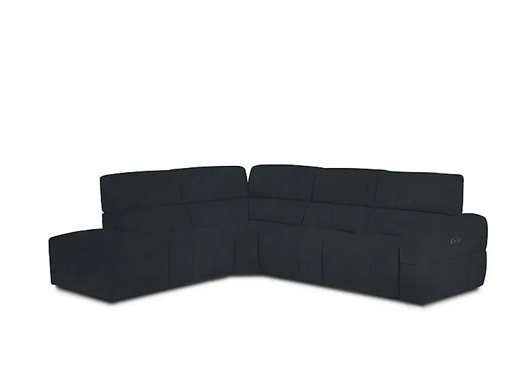 Cube Fabric Power Recliner Left Hand Facing Chaise End Sofa with Power Headrest - Opulence Charcoal