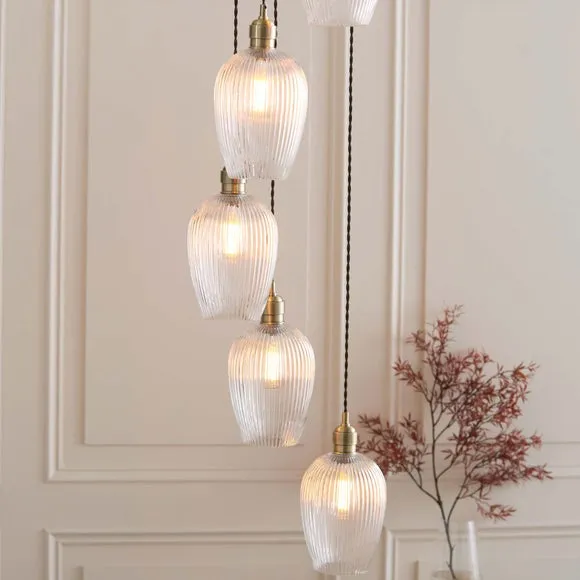 Vogue Sturt 7 Light Ribbed Adjustable Cascade Pendant Light 2