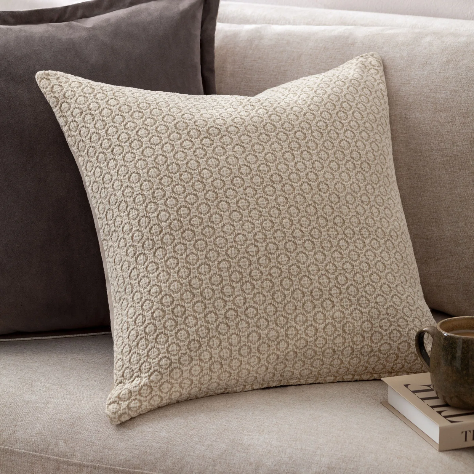 Yard Tryfan Textured 100% Cotton Cushion in Natural