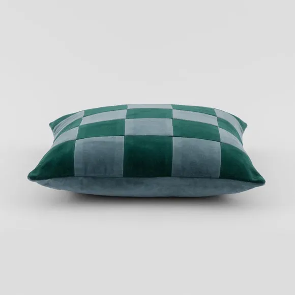 Clara Cubed Patchwork Cotton Velvet Square Cushion 4