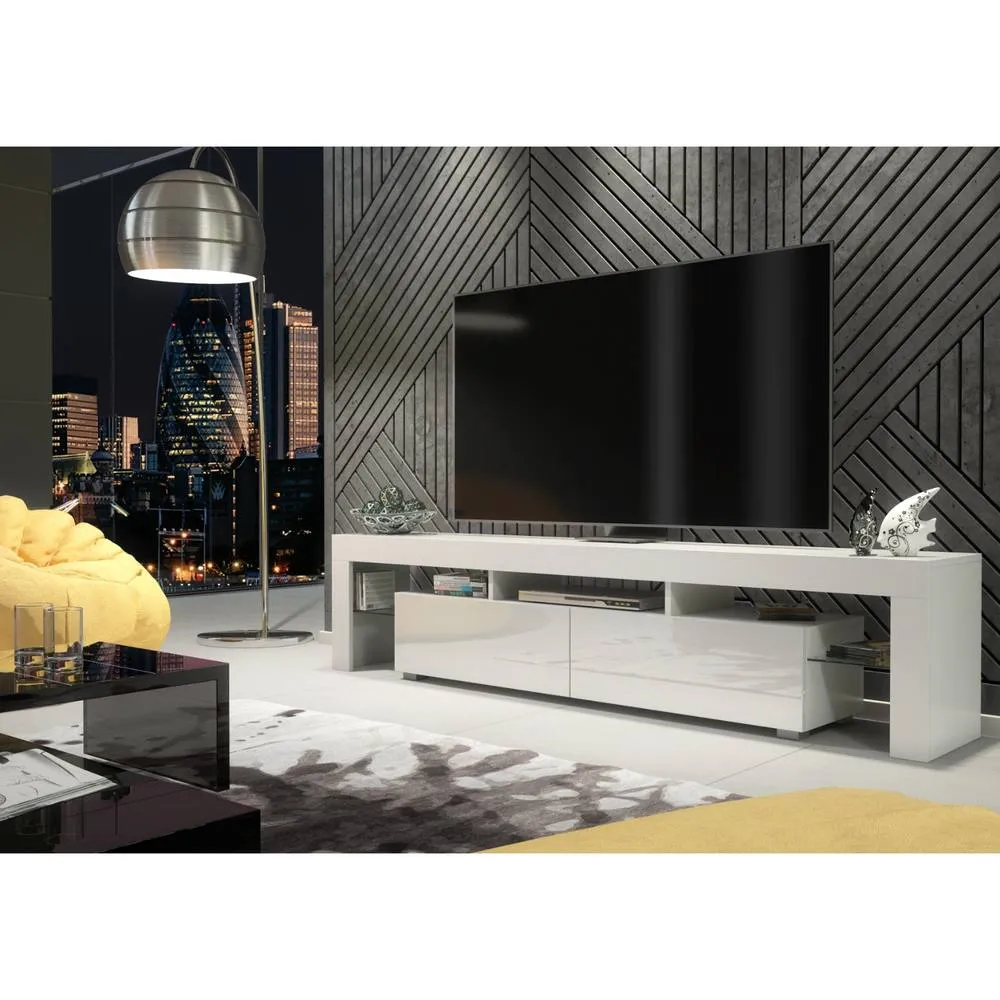 Creative Furniture Nova TV Unit 200cm - White with Gloss Doors 6
