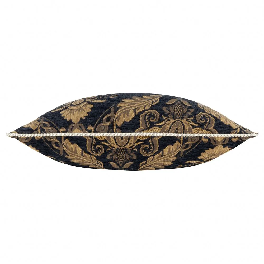 Paoletti Shiraz Floral Jacquard Cushion Black, Black 3