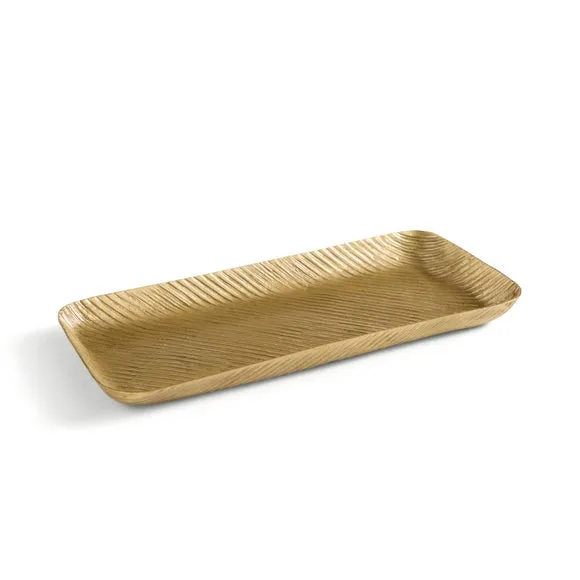 Gold Textured Aluminium Rectangular Tray 3
