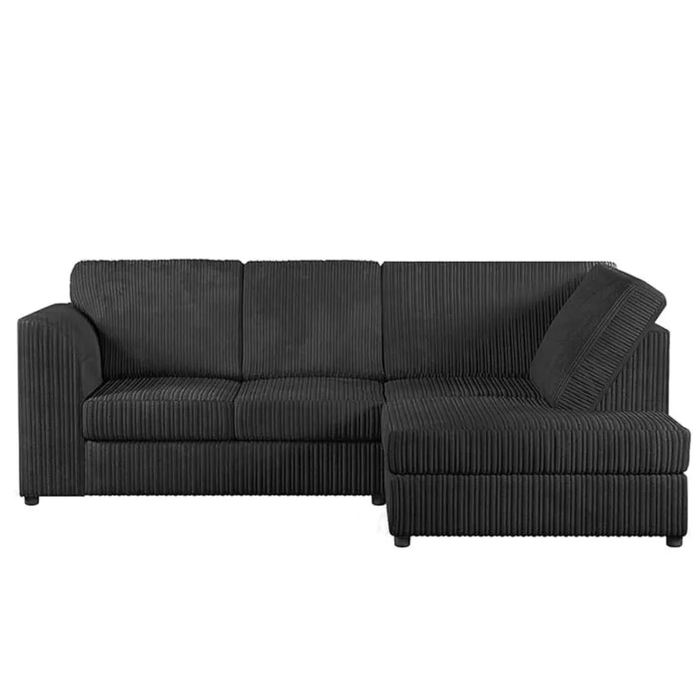 Bliss Furniture Jumbo Cord High Back Right Hand 4 Seater Corner Sofa in Black