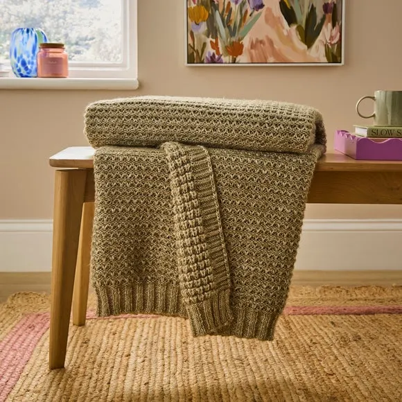 Waffle Knit Throw Blanket 130cm x 180cm