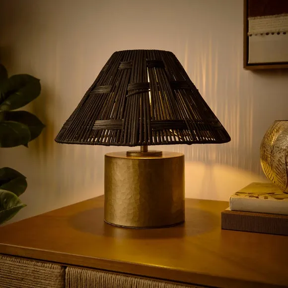 Chunky Metal & Rattan Table Lamp 2