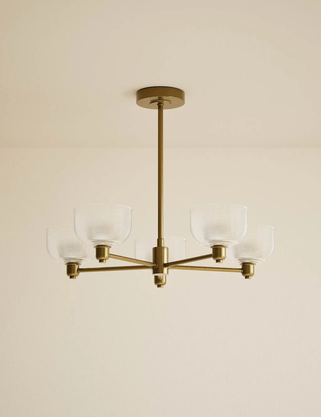 M&S Reeded 5 Light Uplighter Ceiling Light Antique Brass