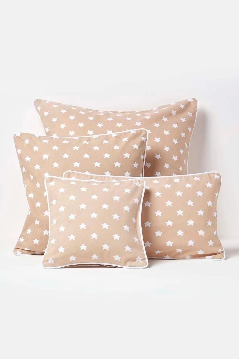Homescapes Cotton Stars Cushion Cover in Beige 5