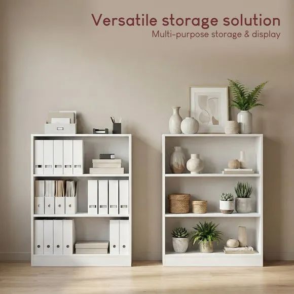 Return - Cambridge 3 Tier Low Bookcase, White 5