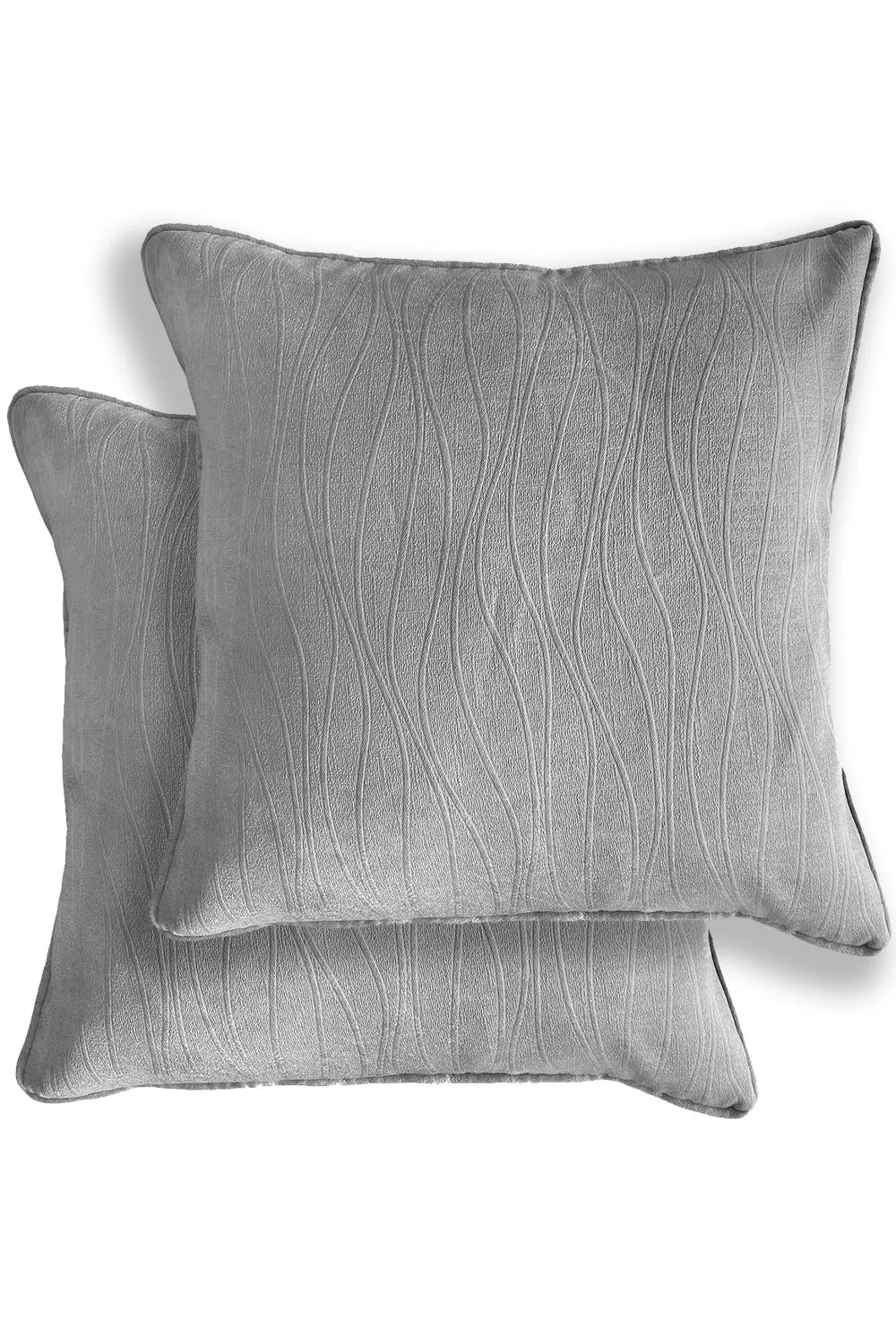 Enhanced Living Pair of Goodwood Textured Wave Pattern Double Sided Zip Opening Piped Edge Cushion Covers - 43x43cm - Cases Only