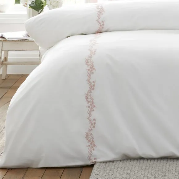Bianca Camille Embroidered Floral 100% Cotton Duvet Cover & Pillowcase Set 4