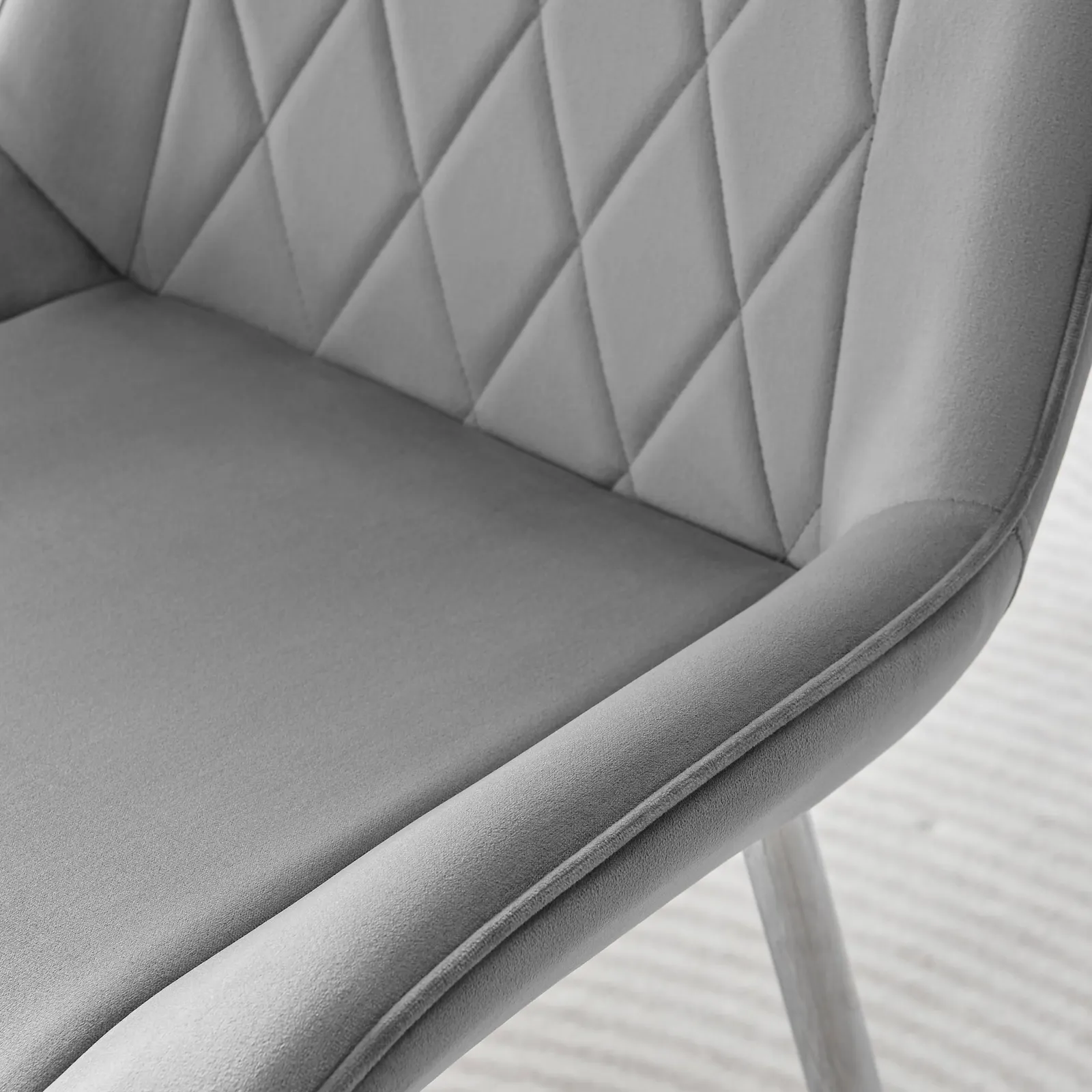 FurnitureboxUK 2x Pesaro Velvet Silver Leg Luxury Dining Chairs in Grey 6