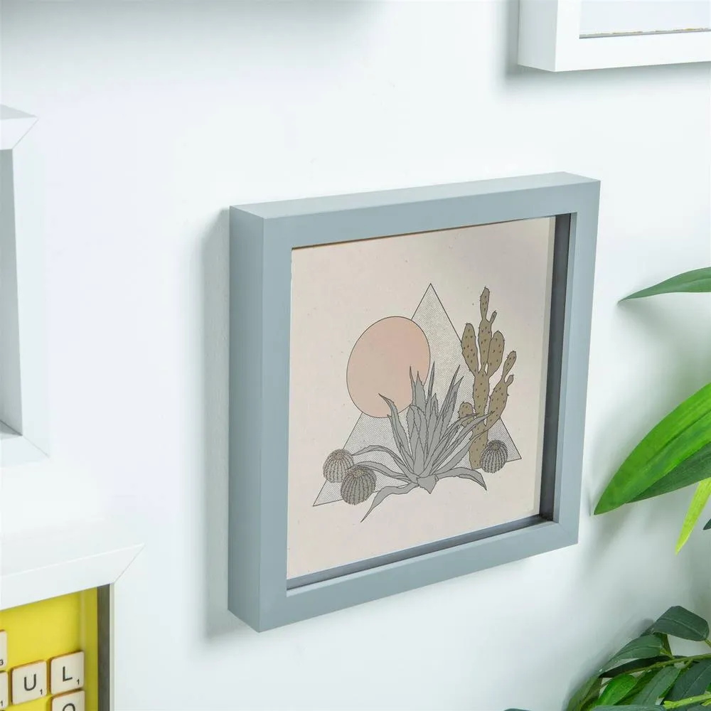 Nicola Spring 3D Box Photo Frames - 6" x 6" - Pack of 2 in Grey 6