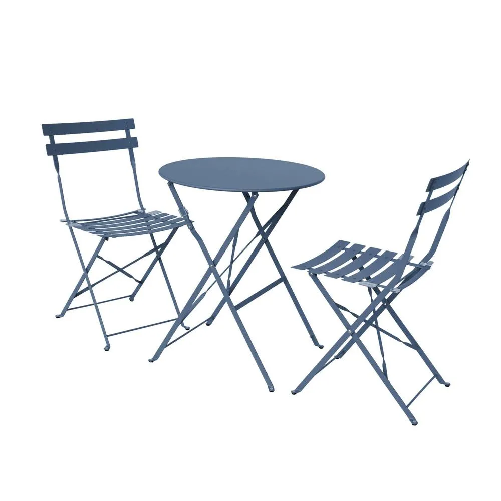 sweeek Round folding metal bistro garden table with 2 chairs in Grey 2