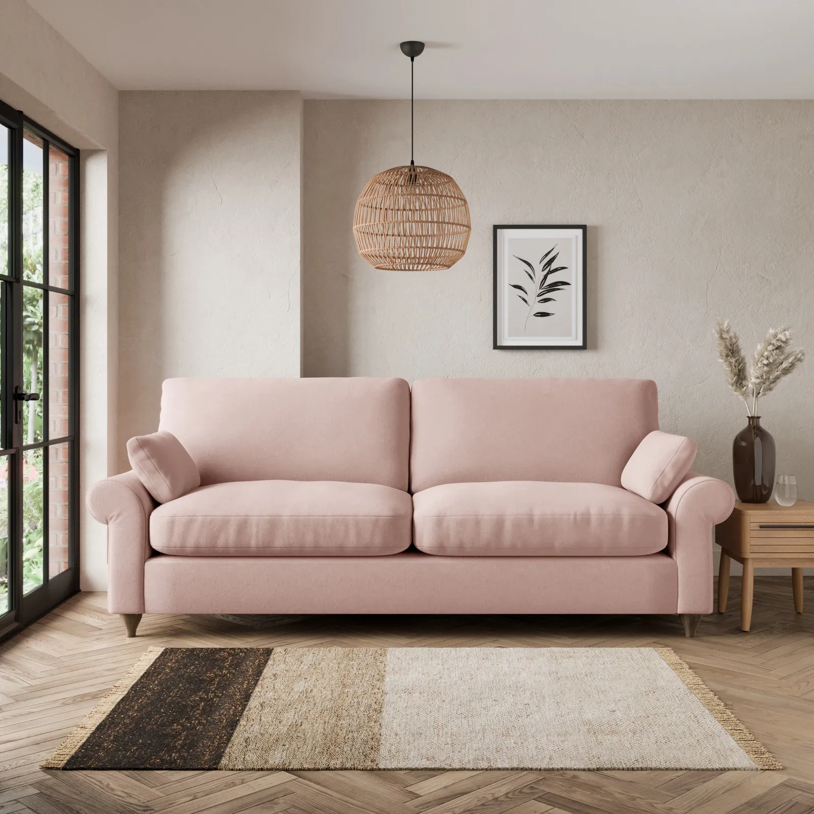 Salisbury Luxury Velvet 4 Seater Sofa Pink