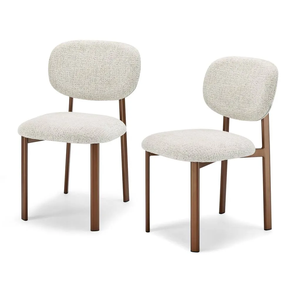 FurnitureboxUK 2x Mirelle Grey / Beige Fabric Dining Chairs Bronze Legs 5