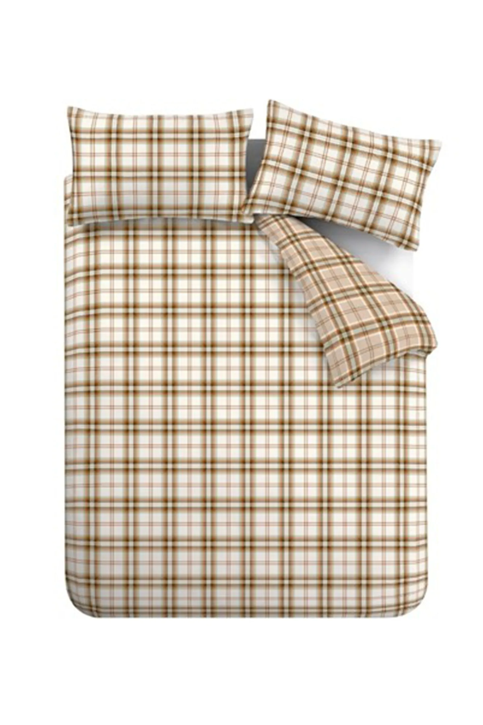 Catherine Lansfield 'Kelso Check' Reversible Duvet Cover Set in Burnt Orange 5