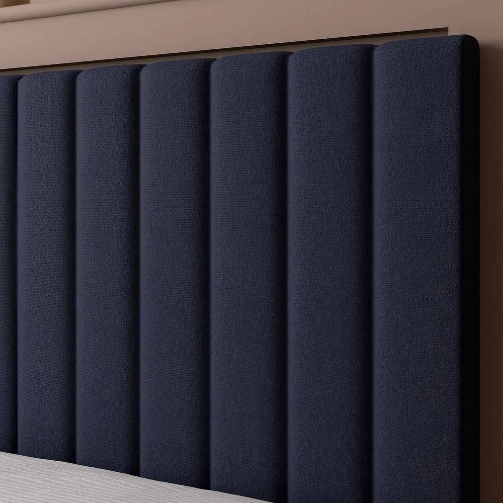 X Rocker Maisie Velvet Upholstered Ottoman Bed with Storage & LED Lights in Navy 3