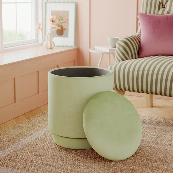 Dara Velvet Swivel Storage Footstool 2