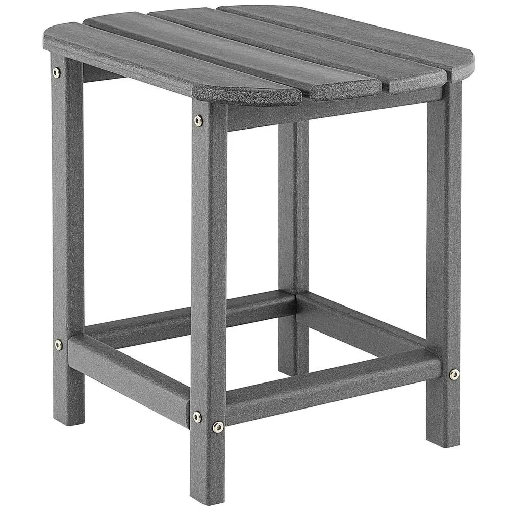 Costway Side Table Indoor Outdoor Patio HDPE Adirondack Rectangular End Table in Grey