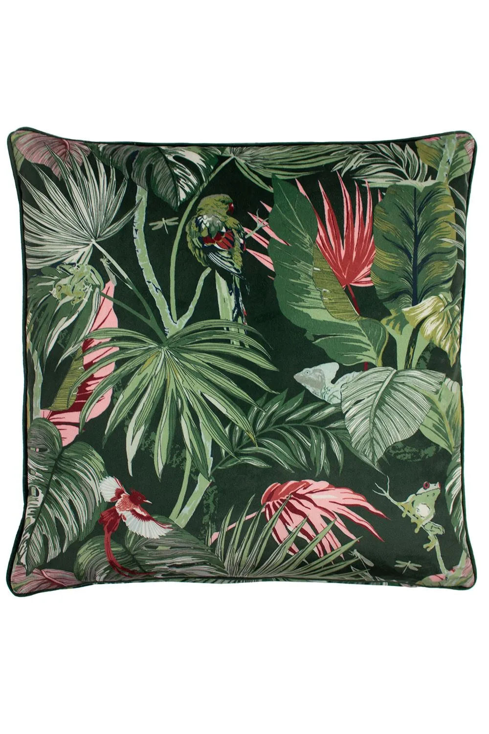 Paoletti Amazon Creatures Printed Piped Cushion in Jade