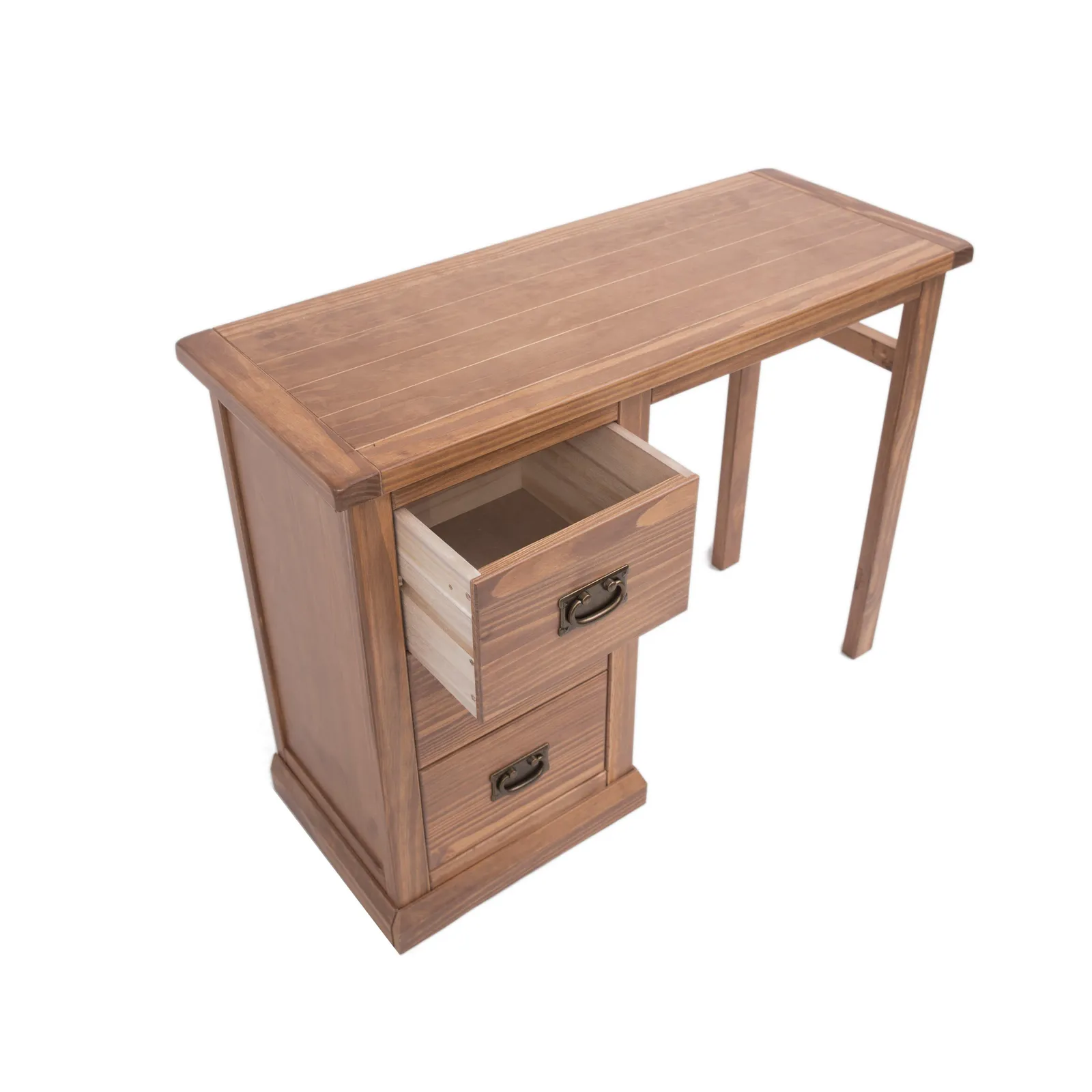 Cabinet Bits Tirolo 3 Drawer Dressing Table Set Brass Drop Handle in Brown 3