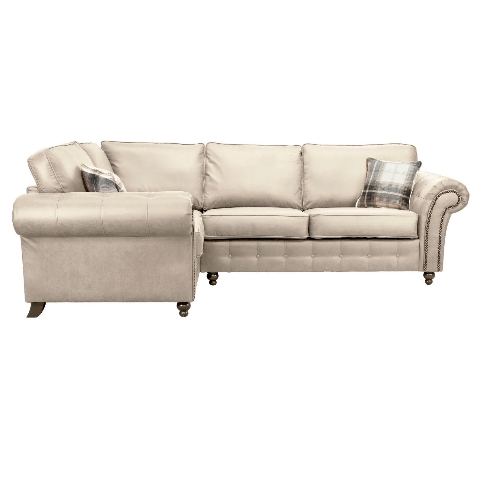 Oakland Left Hand Faux Leather Corner Sofa Beige